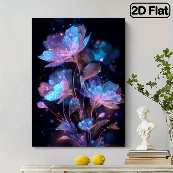 500 - Piece Jigsaw Puzzle, Cardboard Material, Glowing Floral Design, Ideal for New Year Boxing Day Relaxation, Challenging Fun, Perfect for Home Leisure Gifting