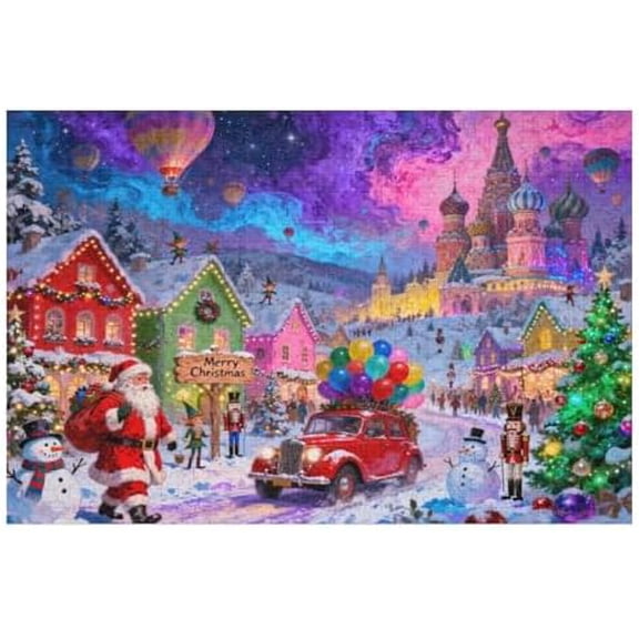 500 Piece Jigsaw Puzzle, Christmas Castle Holiday Winter Festive Art Scene, Relaxing Family Fun Seasonal Home Décor Puzzle, 20.5" x 15"