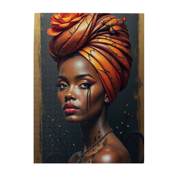 500 Piece Jigsaw Puzzle For Adults African Woman In Orange Headwrap Challenging And Beautiful Artwork Puzzle Great Gift Idea HighQuality Pieces