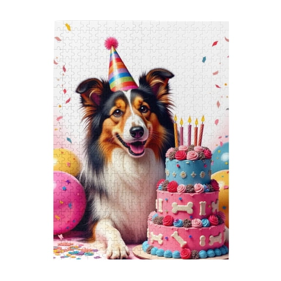 500 Piece Jigsaw Puzzle For Adults Birthday Dog Cake Challenging & Fun Activity Unique Artwork Great Gift For Puzzle Lovers & Home Decor