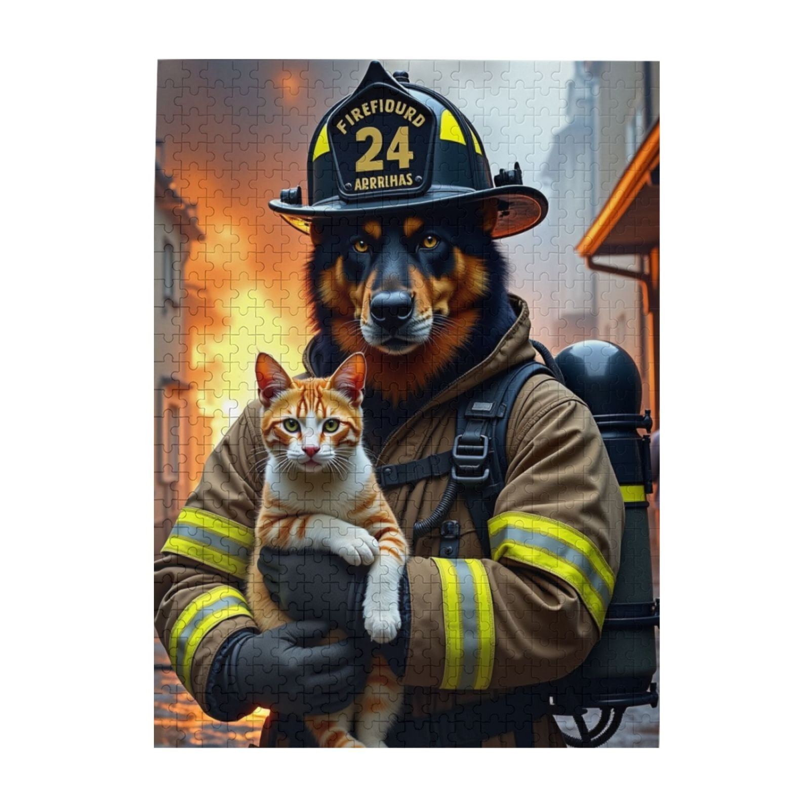 500 Piece Jigsaw Puzzle For Adults Firefighter Dog And Cat Challenging ...