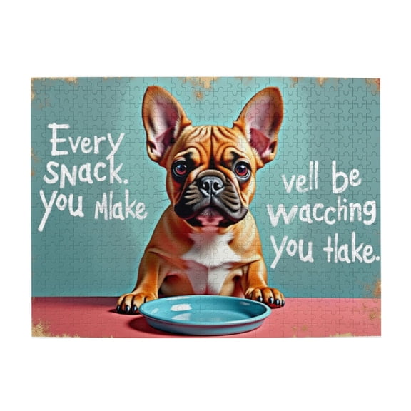 500 Piece Jigsaw Puzzle For Adults Funny Frenchie Dog Watching You Make Snacks Challenging & Fun Adult Puzzle， Great Gift Idea