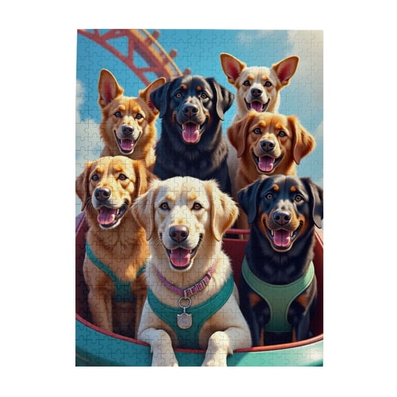 500 Piece Jigsaw Puzzle For Adults Seven Dogs On A Roller Coaster Fun & Challenging Adult Puzzle Vibrant Artwork Great Gift Idea
