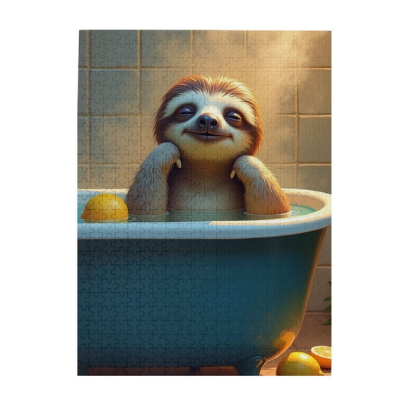 500 Piece Jigsaw Puzzle For Adults Sloth In Bathtub With Lemons Relaxing And Challenging Adult Puzzle Unique Artwork Great Gift Idea 500 Pieces