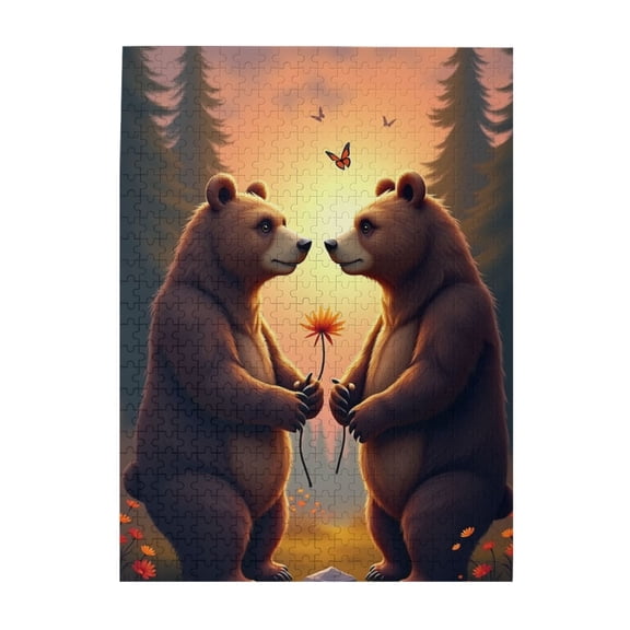 500 Piece Jigsaw Puzzle For Adults Two Bears Sharing A Flower At Sunset Challenging And Relaxing Adult Puzzle Great Gift Idea HighQuality Pieces