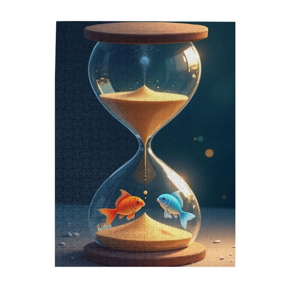 500 Piece Jigsaw Puzzle For Adults Two Fish In Hourglass Relaxing & Challenging Brain Teaser Unique Artwork Home Decor Gift Idea