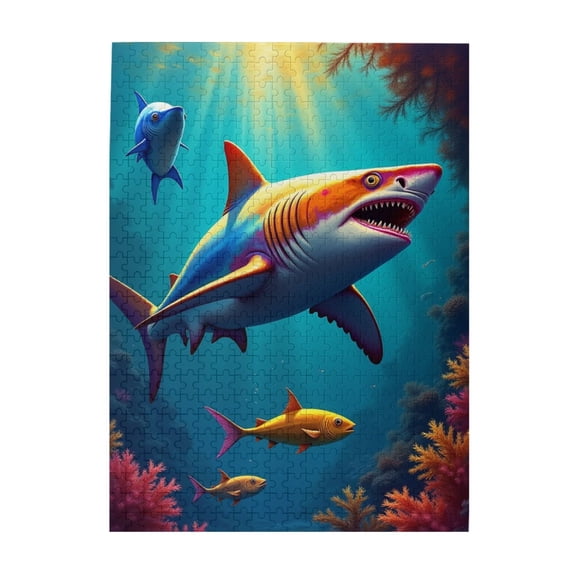500 Piece Jigsaw Puzzle For Adults Vibrant Rainbow Shark Ocean Scene Challenging & Fun Adult Puzzle Great Gift Idea For Puzzle Lovers Quality Pieces