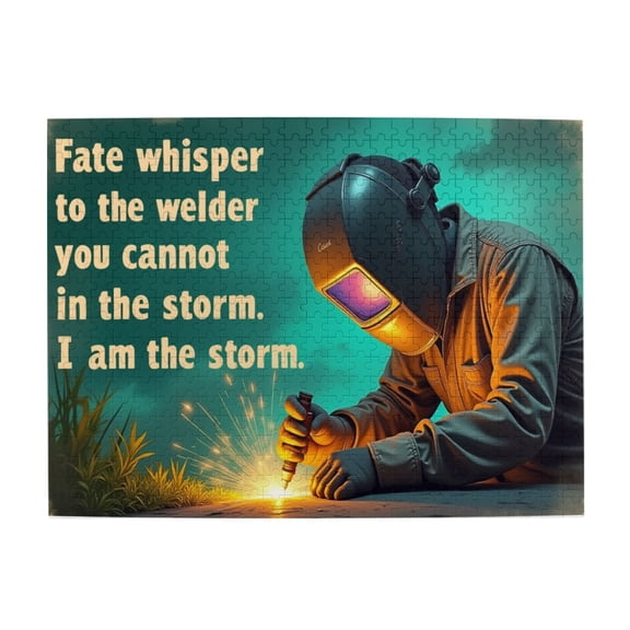 500 Piece Jigsaw Puzzle For Adults Welder In The Storm Challenging & Fun Adult Puzzle Unique Artwork Great Gift Idea Welding Quote Spark 20.5X15In