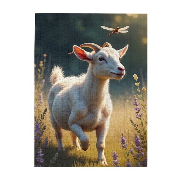 500 Piece Jigsaw Puzzle For Adults White Goat In Meadow Challenging And Relaxing Animal Puzzle Beautiful Artwork Great Gift Idea Home Décor