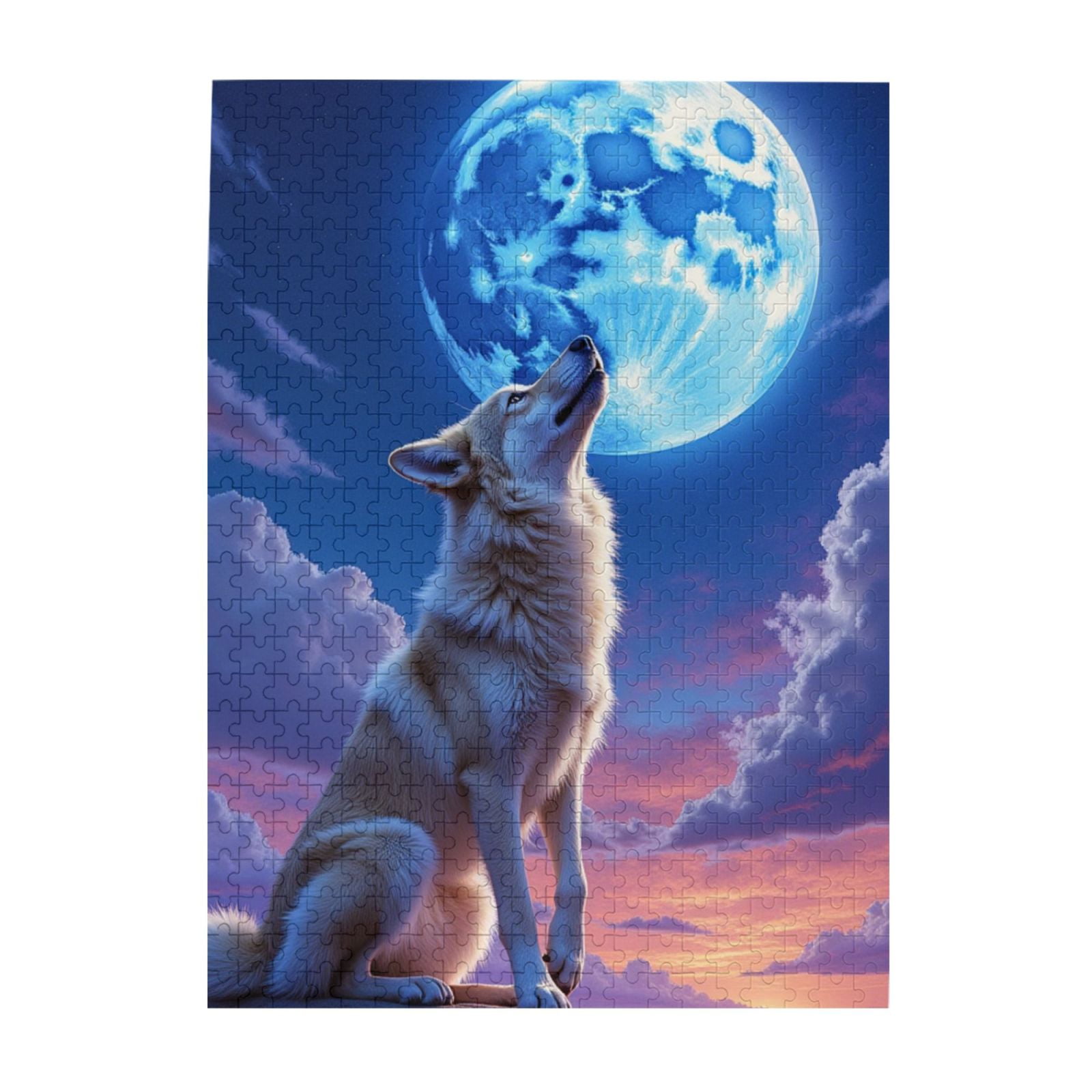500 Piece Jigsaw Puzzle For Adults Wolf Howling At Blue Moon ...