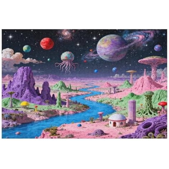 500 Piece Jigsaw Puzzle, Glow in The Dark Solar System Planet, Hard Challenging Brain Teaser, Educational Family Fun Home Decor