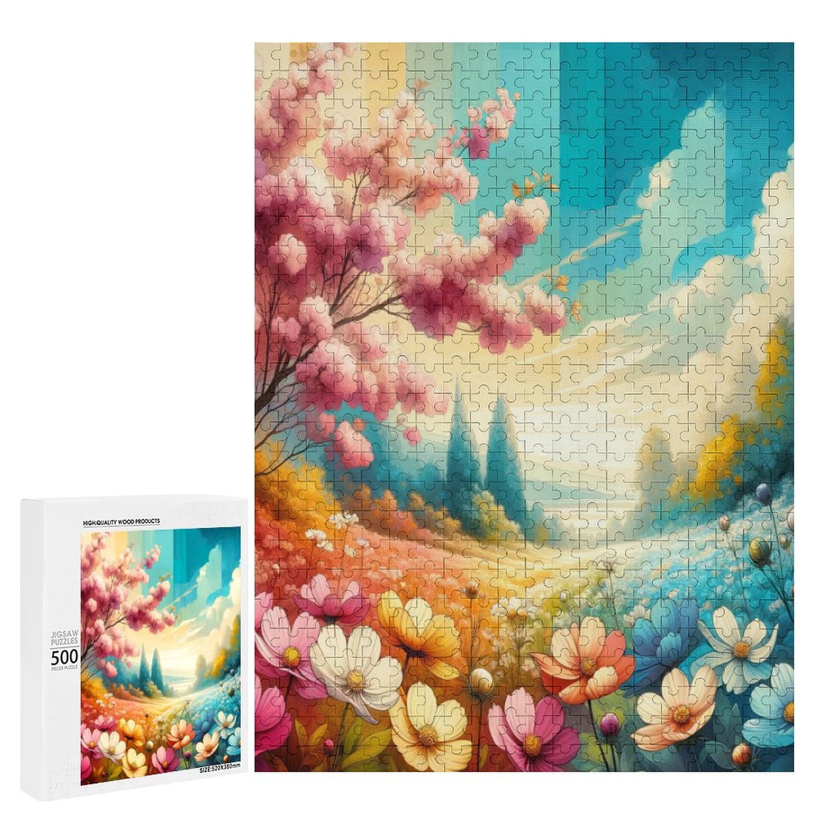 Spring Paper Puzzle 500 Piece Jigsaw Puzzle Spring Landscape Fun Game For Adult And ...