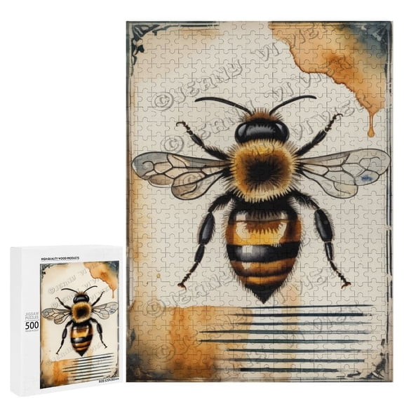 500 Piece Jigsaw Puzzle Vintage Bee Decor | Relaxing Puzzle for Nature and Garden Lovers | Perfect for Family Fun