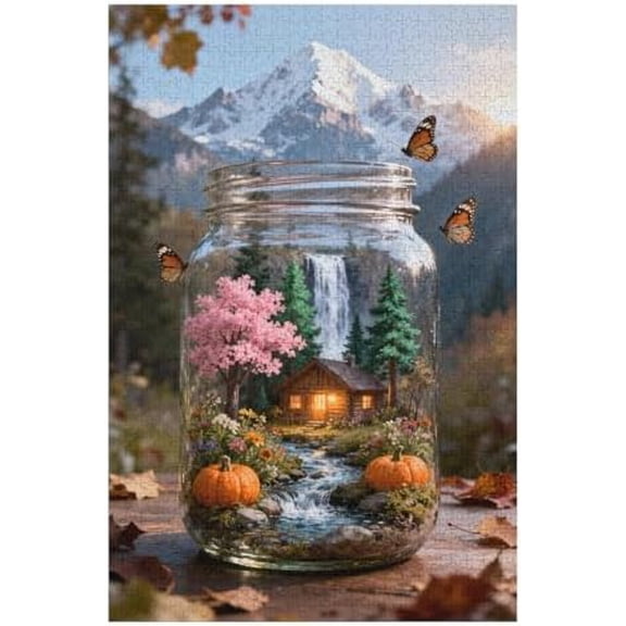 500 Piece Jigsaw Puzzle, World in a Bottle Nature Dream Art, Impossible Hard Challenging Puzzle, Family Game Night for Adults, 20.5" x 15"
