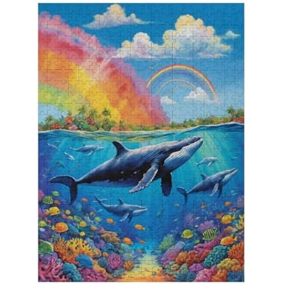 500 Piece Jigsaw Puzzle for Adults - Colorful Whale Ocean Art Puzzle, 20.5x15 Inches Challenging Adult Puzzles for Relaxation, Home Decor & Gift