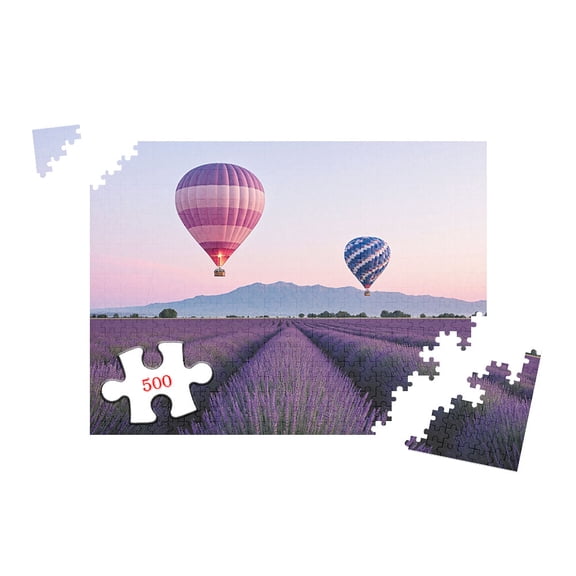 500 Piece Jigsaw Puzzle for Adults Lavender Field Provence France Landscape Hot Air Balloon Scenery 20.5x15 Inch 500 Pieces Home Decor Puzzle Game
