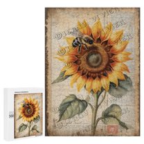 500 Piece Jigsaw Puzzle for Adults – Rustic Sunflowers in a Vase | Wooden Decorative Puzzle for Farmhouse Style Homes