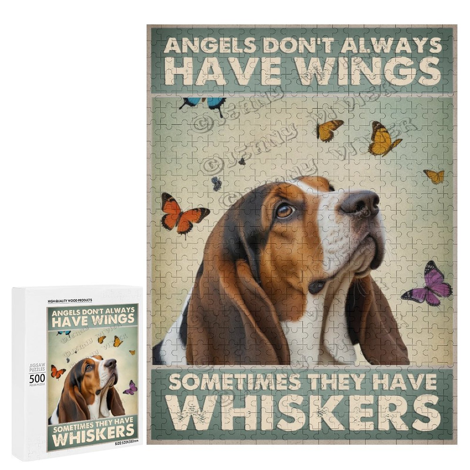 500 Piece Jigsaw Puzzle for Adults - Wood Puzzles - Basset Hound Dog ...