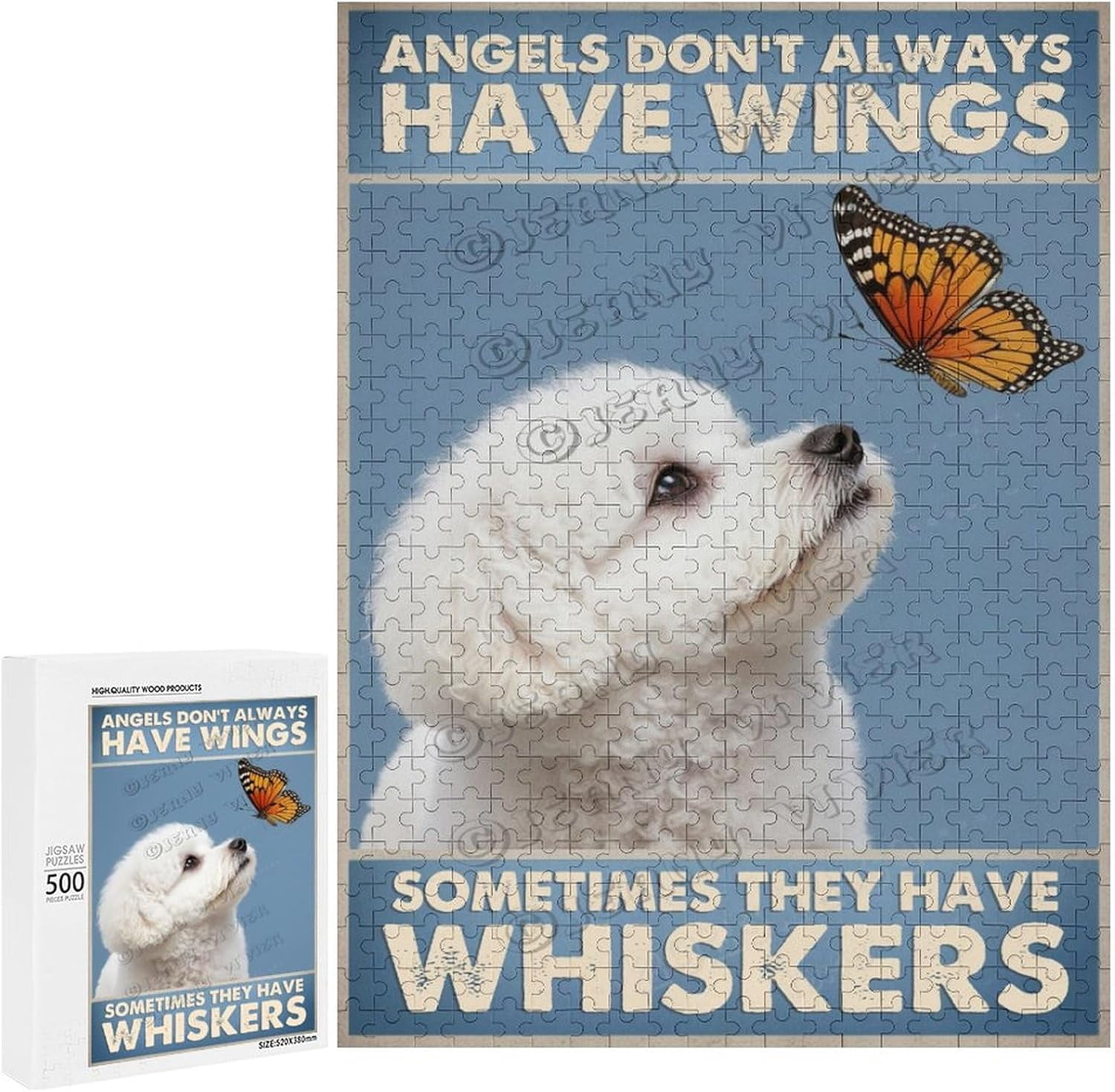 500 Piece Jigsaw Puzzle for Adults - Wood Puzzles - Bichon Frise Dog ...
