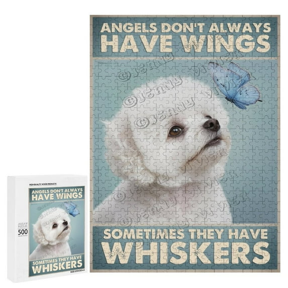 500 Piece Jigsaw Puzzle for Adults - Wood Puzzles - Bichon Frise Dog Theme - Perfect for Stress Relief and Mindfulness