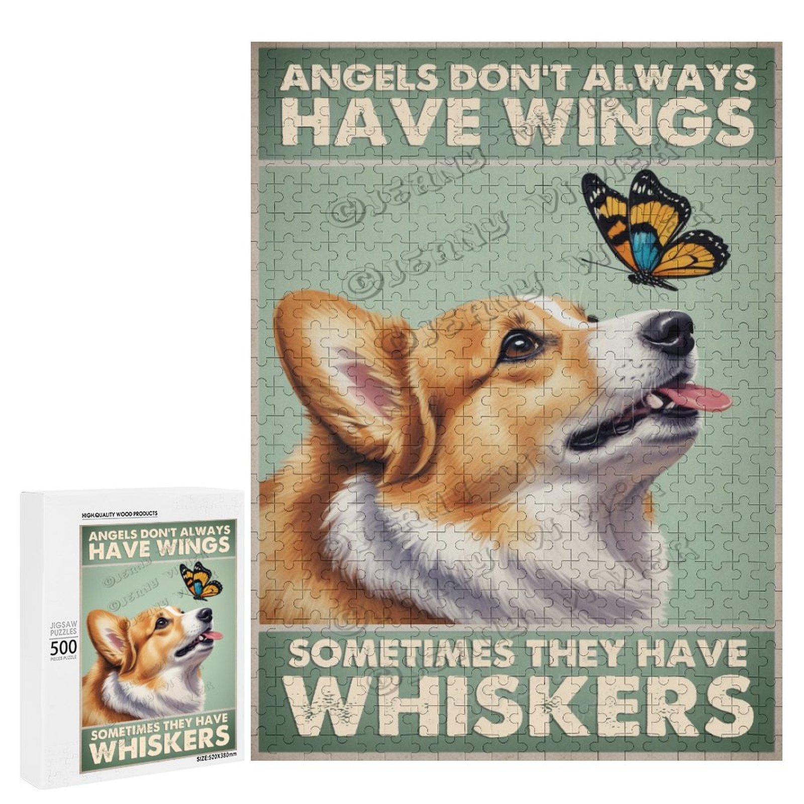 500 Piece Jigsaw Puzzle for Adults - Wood Puzzles - Corgi - Adorable ...
