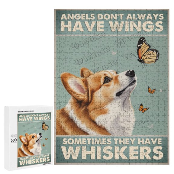 500 Piece Jigsaw Puzzle for Adults - Wood Puzzles - Corgi Artwork - Ideal for Relaxation and Family Bonding