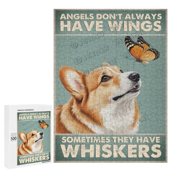 500 Piece Jigsaw Puzzle for Adults - Wood Puzzles - Corgi - Illustration - Great for Quality Time with Loved Ones