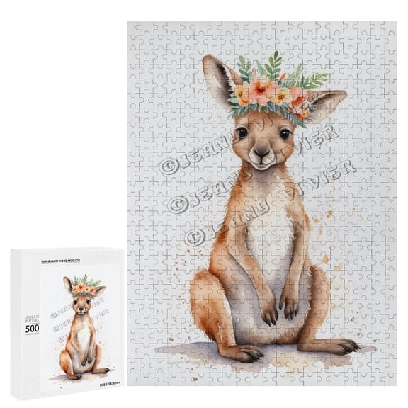 500 Piece Jigsaw Puzzle for Adults - Wood Puzzles - Cute Kangaroo Theme - Ideal for Quality Time Together
