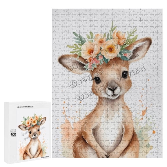 500 Piece Jigsaw Puzzle for Adults - Wood Puzzles - Cute Kangaroo Theme Pieces for Endless Enjoyment