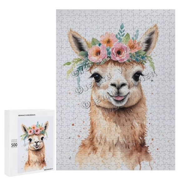 500 Piece Jigsaw Puzzle for Adults - Wood Puzzles - Cute Llama Theme - Ideal for Quality Time Together