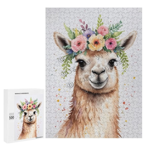 500 Piece Jigsaw Puzzle for Adults - Wood Puzzles - Cute Llama Theme Pieces for Endless Enjoyment