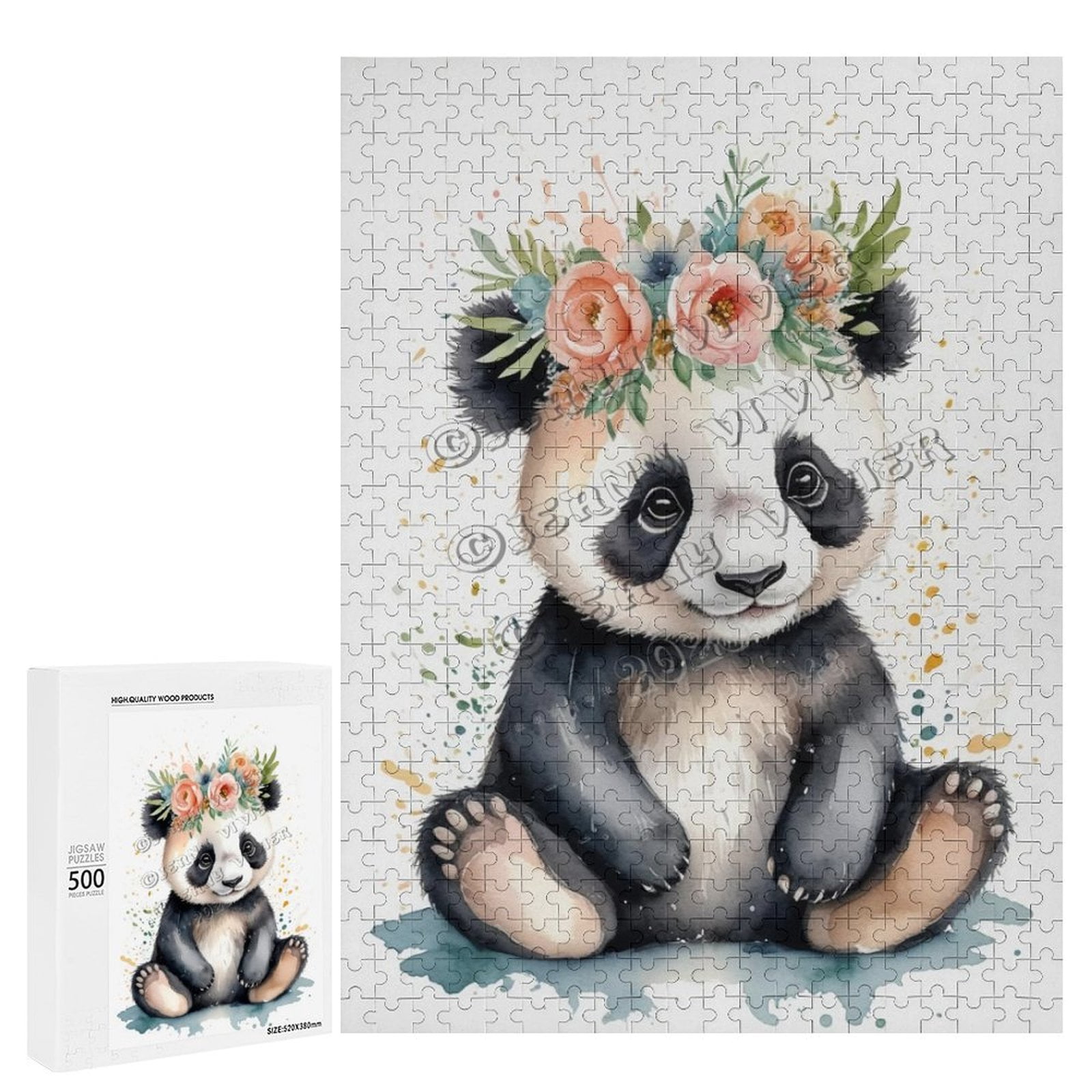 500 Piece Jigsaw Puzzle for Adults - Wood Puzzles - Cute Panda Theme ...