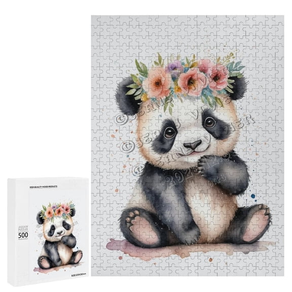 500 Piece Jigsaw Puzzle for Adults - Wood Puzzles - Cute Panda Theme Pieces for Endless Enjoyment