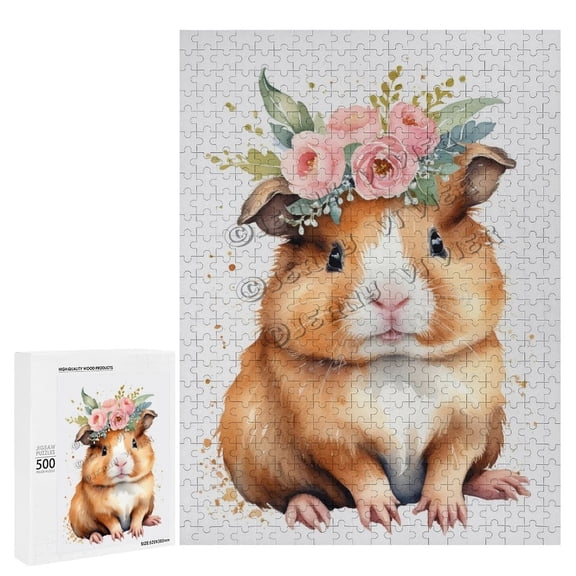 500 Piece Jigsaw Puzzle for Adults - Wood Puzzles - Funny Hamster Artwork - Engaging Activity for Friends and Family