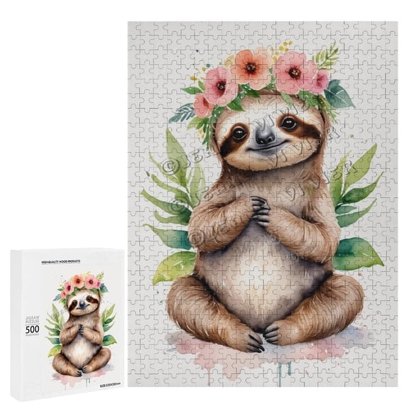 500 Piece Jigsaw Puzzle for Adults - Wood Puzzles - Funny Sloth - Fun Challenge for Puzzle Enthusiasts