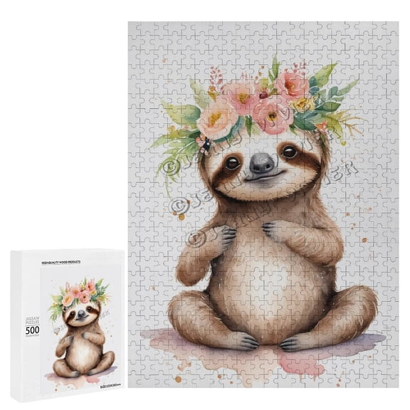 500 Piece Jigsaw Puzzle for Adults - Wood Puzzles - Funny Sloth Theme - Perfect for Relaxation and Fun