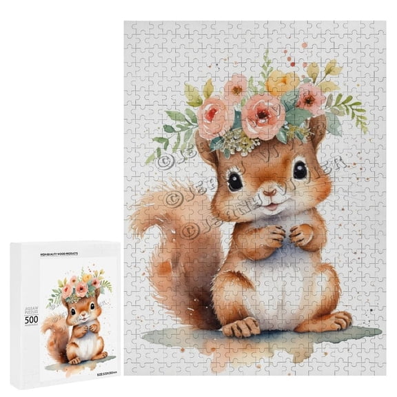 500 Piece Jigsaw Puzzle for Adults - Wood Puzzles - Funny Squirrel - Fun Challenge for Puzzle Enthusiasts