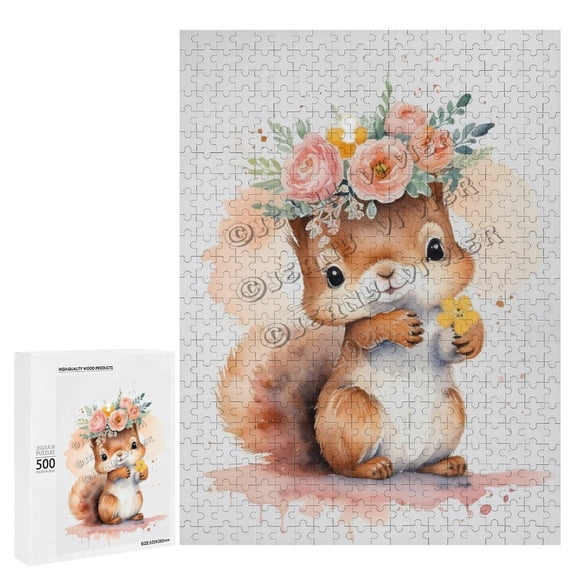 500 Piece Jigsaw Puzzle for Adults - Wood Puzzles - Funny Squirrel - Great for Stress Relief and Mindfulness
