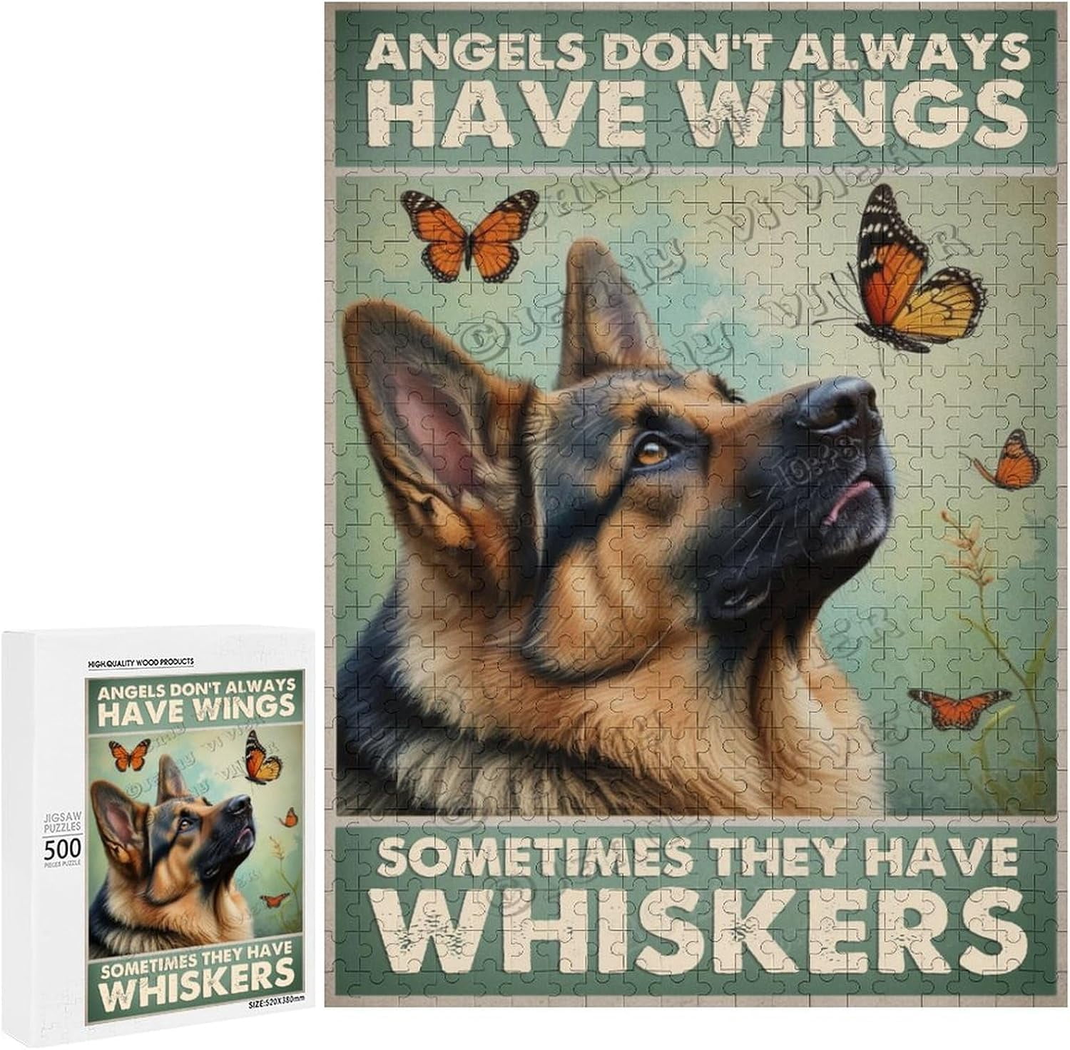 500 Piece Jigsaw Puzzle for Adults - Wood Puzzles - German Shepherd ...
