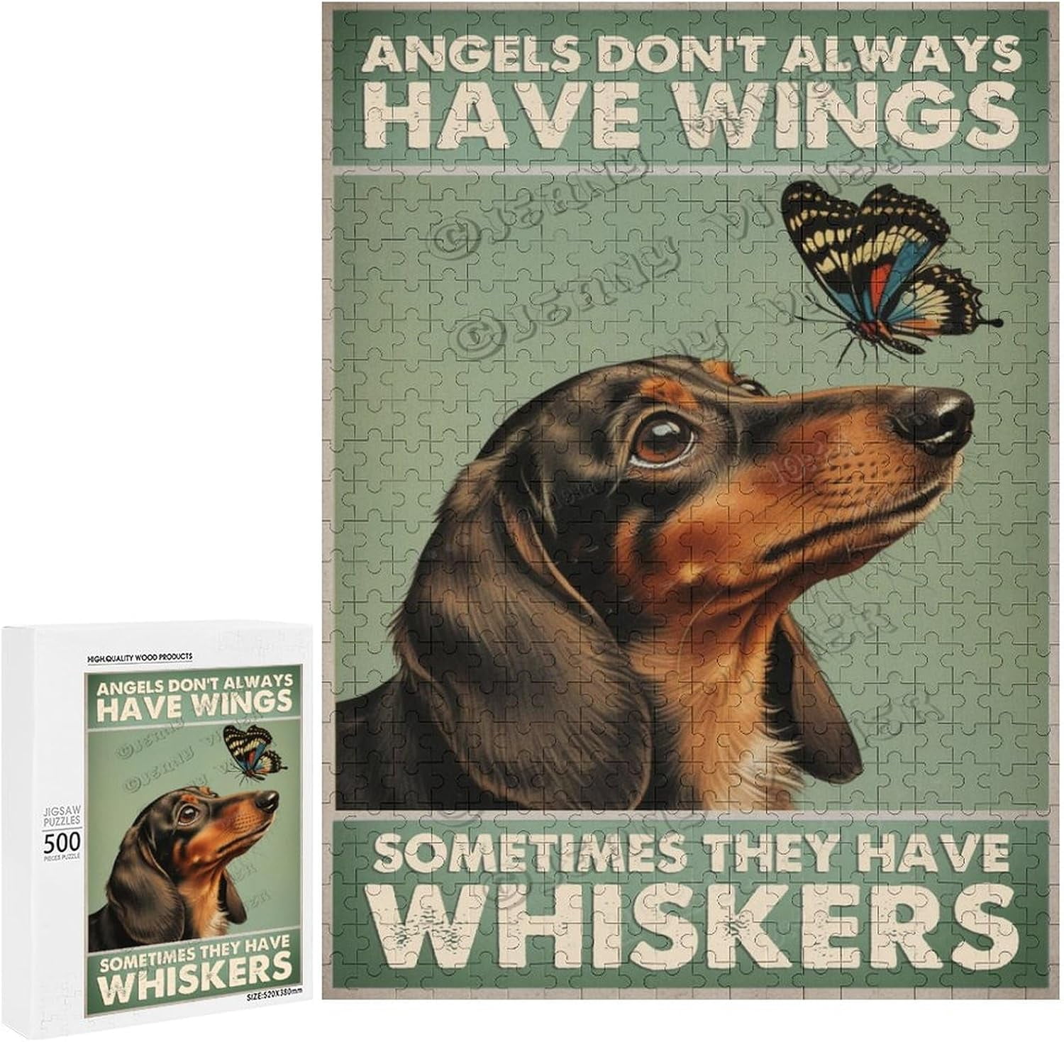 500 Piece Jigsaw Puzzle for Adults - Wood Puzzles - Happy Dachshund Dog ...