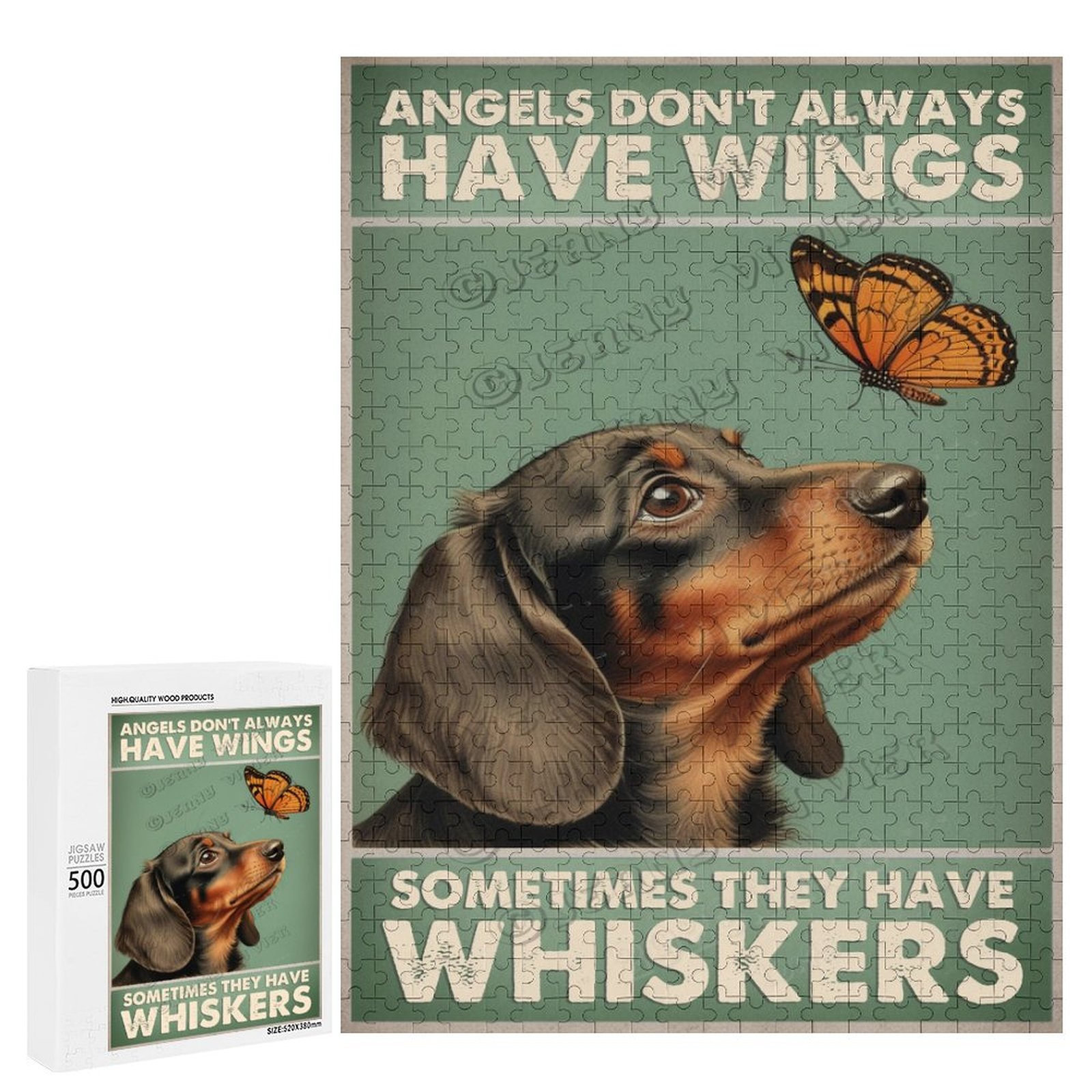 500 Piece Jigsaw Puzzle for Adults - Wood Puzzles - Whimsical Dachshund ...