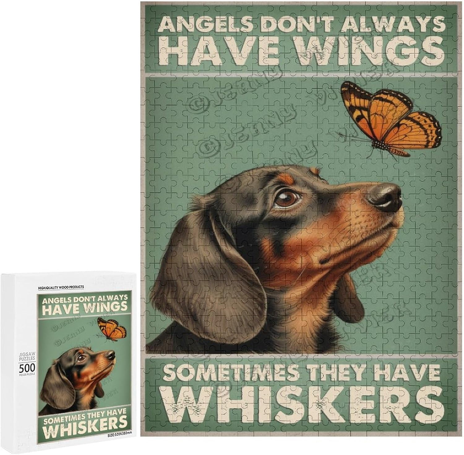 500 Piece Jigsaw Puzzle for Adults - Wood Puzzles - Whimsical Dachshund ...