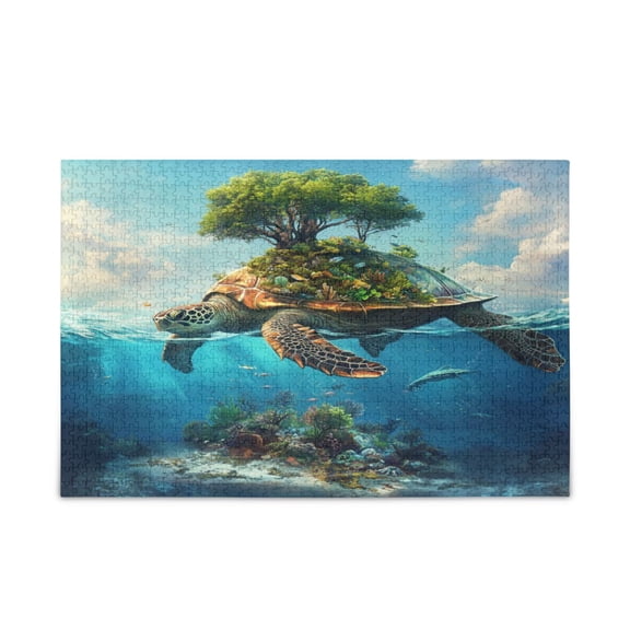 500-Piece Jigsaw Puzzle for Brain Teasing Fun & Perfect Wall Art for Adults Ages 15+ Sea Turtle Carrying Island