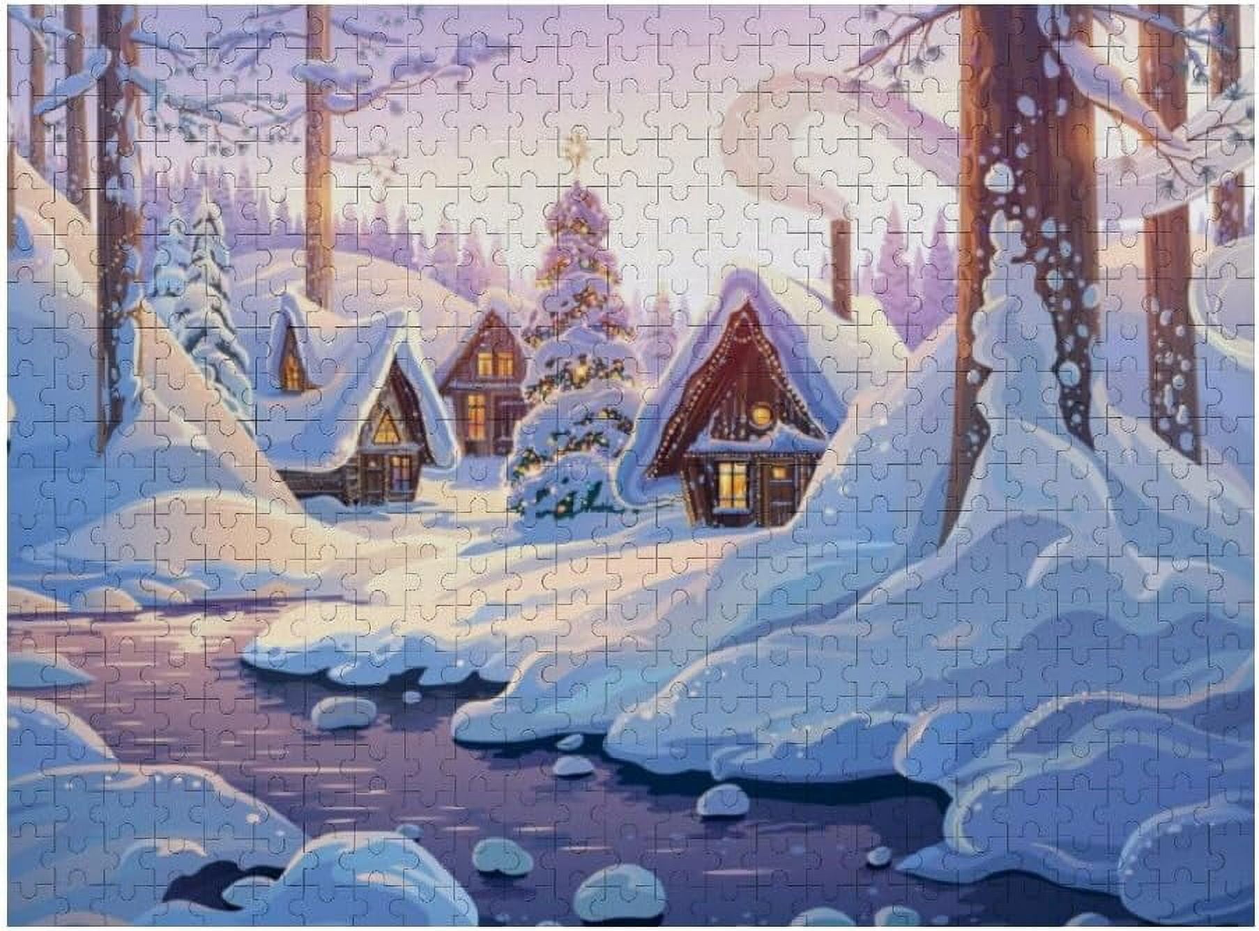 500 Piece Jigsaw Puzzle for Kids Adults - Fairy Tale Houses in Snowy ...