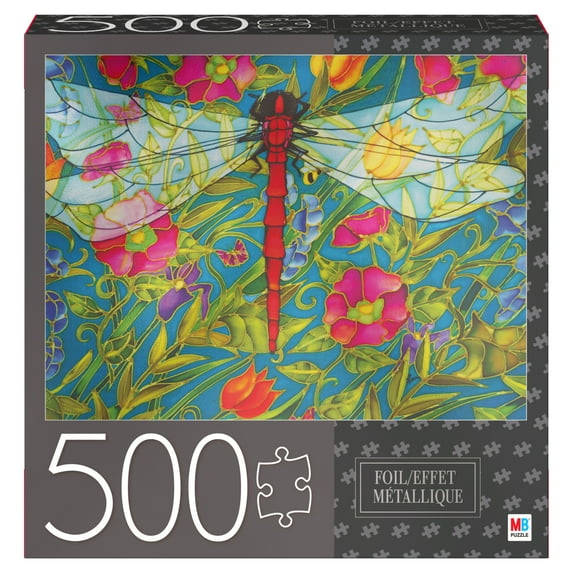 500-Piece Jigsaw Puzzle with Foil Accents, Red Dragonfly