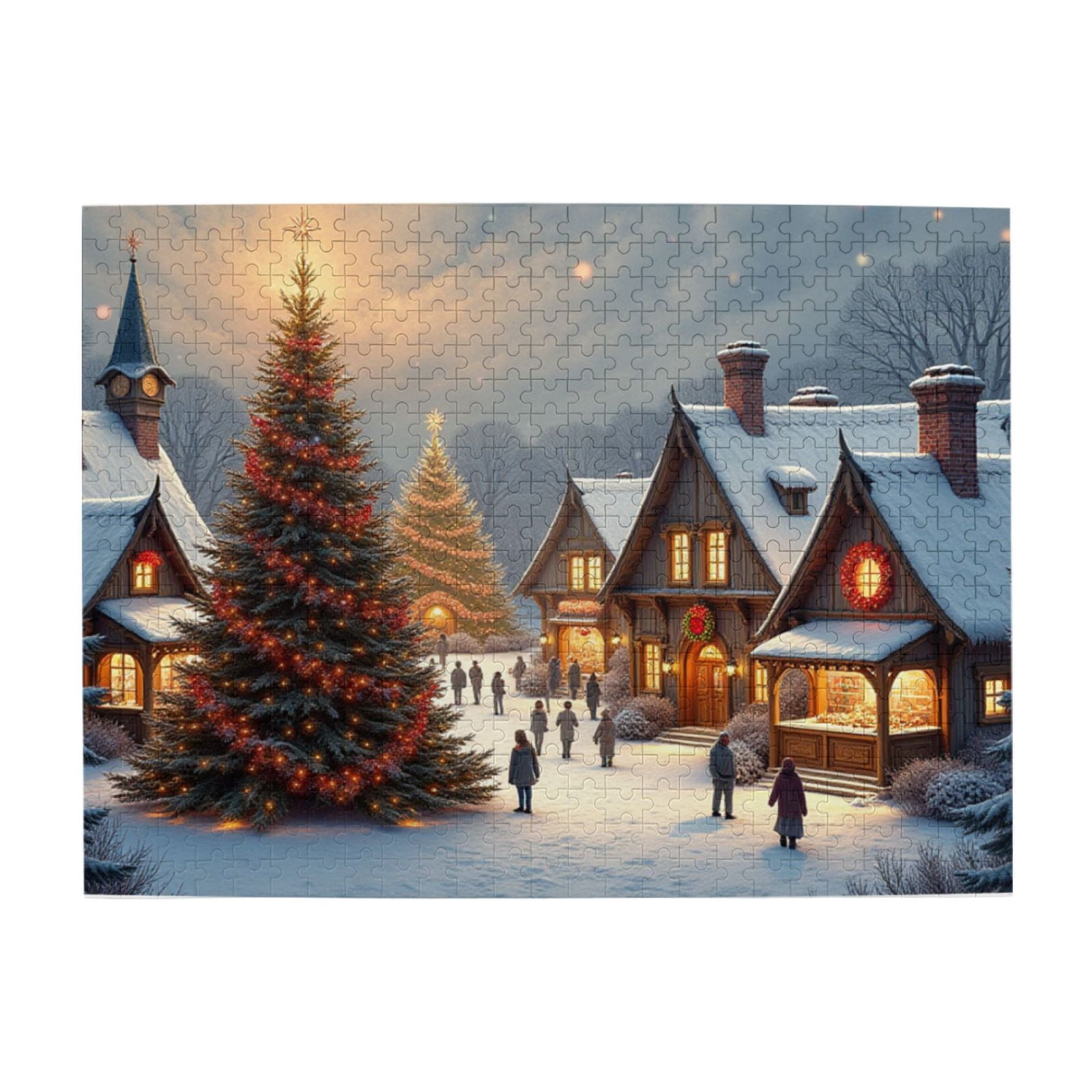 500 Piece Jigsaw Puzzles For Adults Festive Christmas Village Scene A Relaxing & Challenging Holiday Puzzle For Adults， Family Fun， And Festive Home Decor.