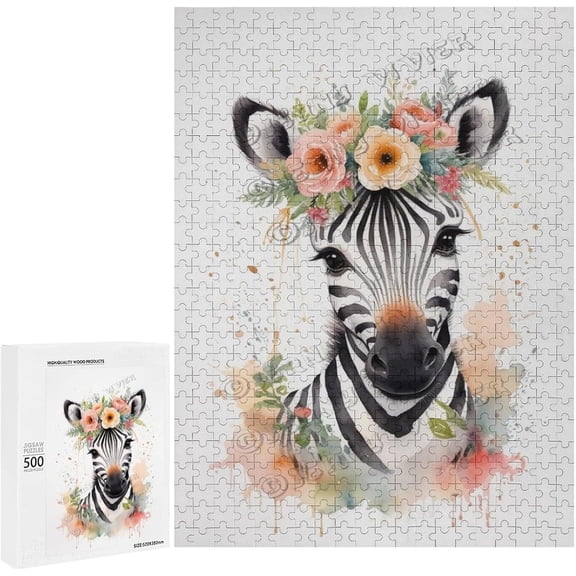 500 Piece Jigsaw Puzzles for Adults - Wood Puzzles - Watercolor Zebra Puzzles, Challenging & Fun for All Ages, Snap Perfectly, Great for Stress Relief