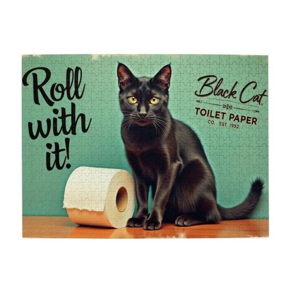 500 Piece Jigsaw Puzzles For Adults Black Cat Toilet Paper Co. Fun & Challenging Puzzle For Adults Unique Artwork, Great Gift Idea