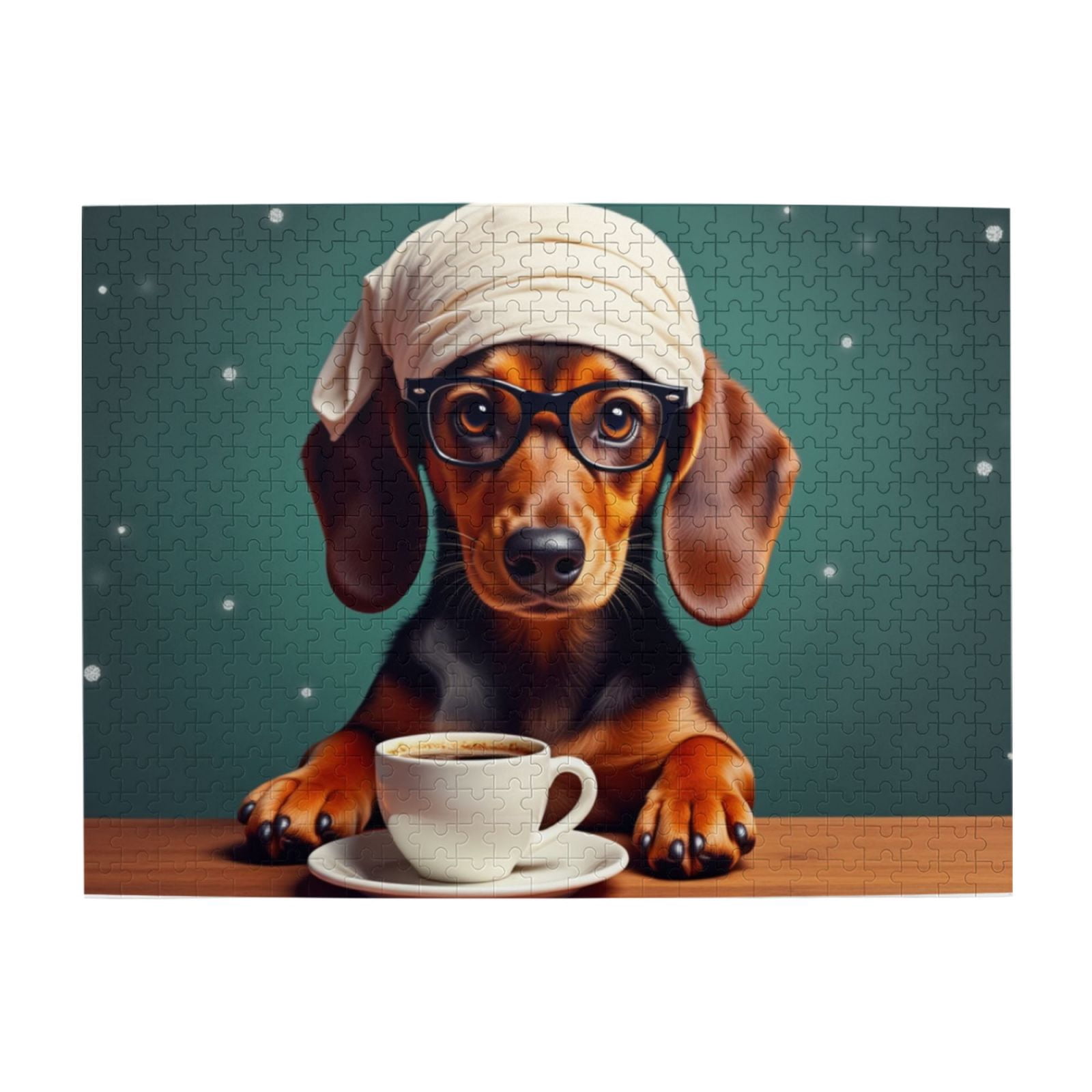 500 Piece Jigsaw Puzzles For Adults Dachshund With Coffee Cup ...