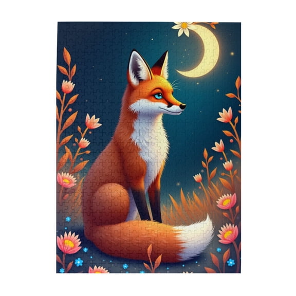 500 Piece Jigsaw Puzzles For Adults Moonlight Fox In Flowers Relaxing Challenging Adult Puzzle Beautiful Artwork Great Gift Idea
